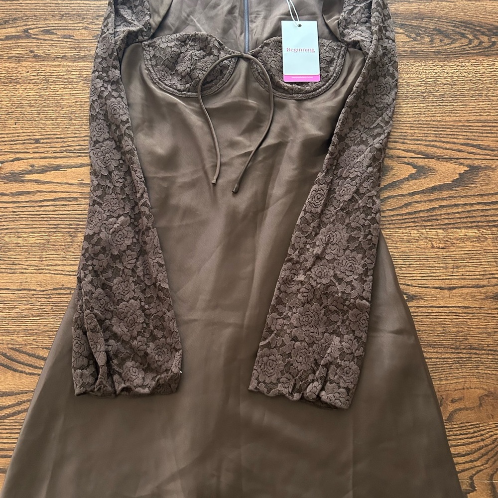 Beginning Boutique Brown Long Sleeve Dress